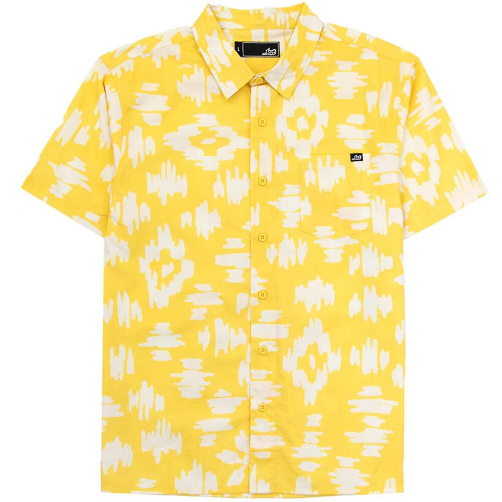 Vintage Y2K Lost Enterprises Short Sleeve Button Down Shirt Yellow Mens Size XL - Picture 1 of 11